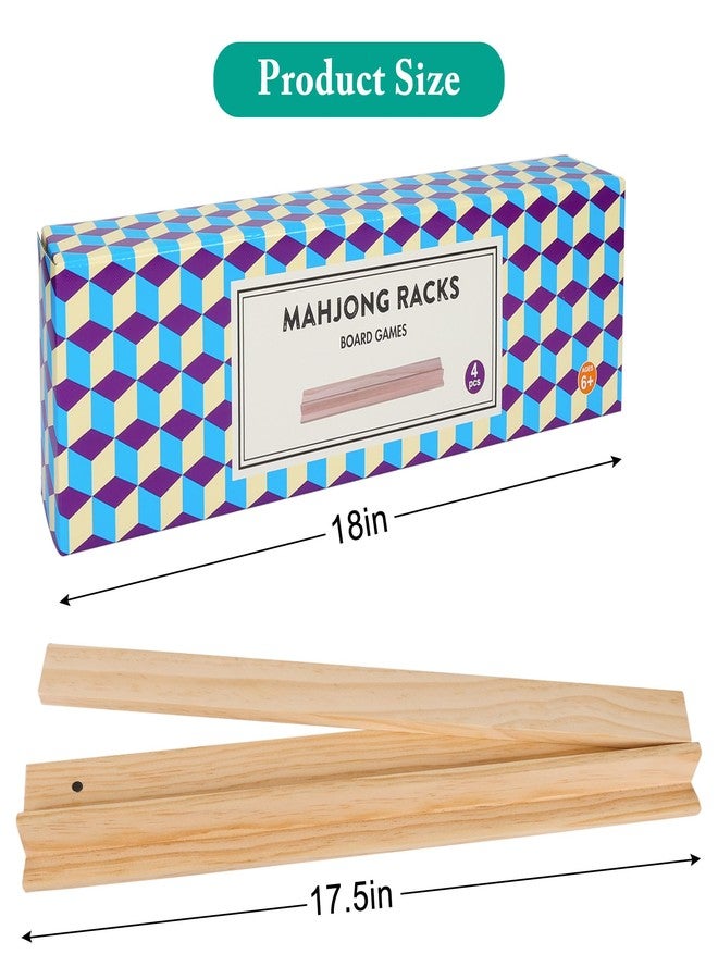 Offelec Upgraded Mahjong Racks with Pushers, Set of 4 Trays for American Mahjong Games, Wooden Holders for Mahjong, Dominoes & Mexican Train Game Nights (Includes Magnetically Attached Mahjong Pushers) - Image 3